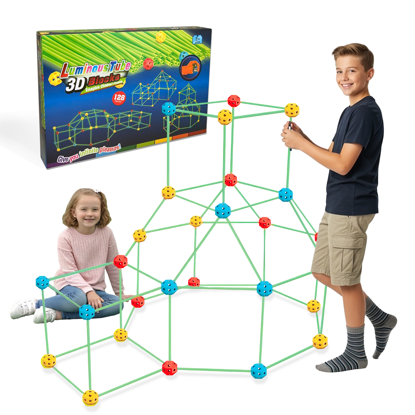 Fort Building Kit - Glow in the Dark - 128 pcs